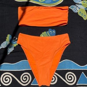 Frankies bikini’s orange high waist two piece set